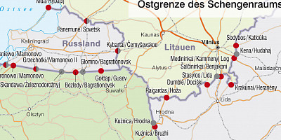 Karte: Ostgrenze des Schengenraums