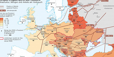 Karte: Europa: Erdgasimporte aus Russland