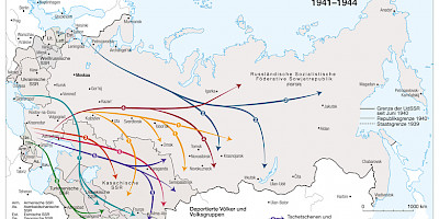 Karte: Deportation von Völkern und Volksgruppen 1941-1944