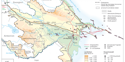 Karte: Aserbaidschan: Physische Übersicht