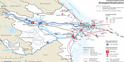 Karte: Aserbaidschan: Energieinfrastruktur