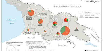 Karte: Georgien: Flüchtlinge und Vertriebene