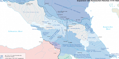 Karte: Expansion des Russischen Reiches 1774-1829